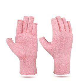 1pair Compression Arthritis Gloves Pain Relief Gloves ( Buy A Size Up ) (Color: Pink, size: L)